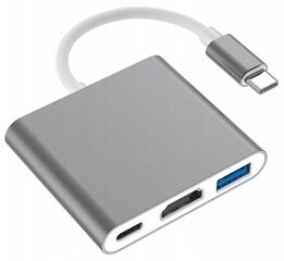 Tālruņa adapteris, datora adapteris, Co2 sērija, 3in1 USB-C, USB tips C, uz USB Hdmi, sudraba krāsā cena un informācija | Savienotājkabeļi | 220.lv