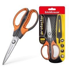 ErichKrause ® Protector šķēres, 16.5 cm ar pārvalku, pelēki oranža (blisterī 1 gab.) цена и информация | Канцелярия | 220.lv