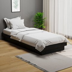 Каркас кровати, черный, 75x190см, массив дерева, односпальный цена и информация | Кровати | 220.lv