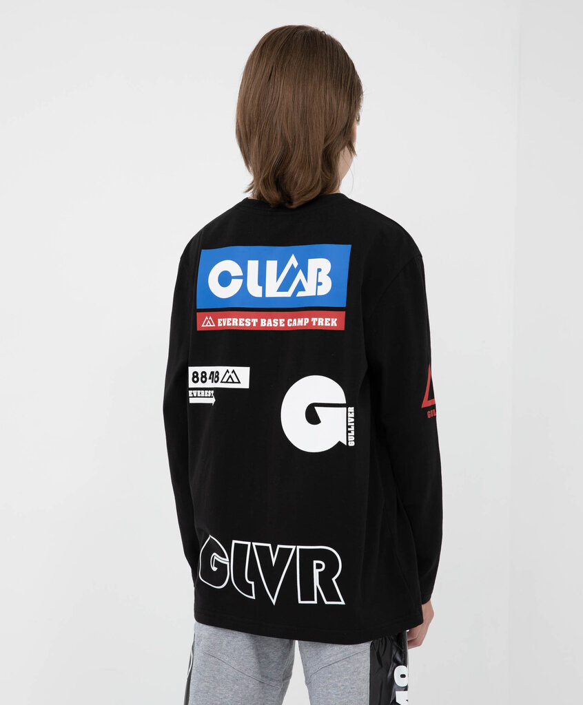 T-krekls oversize melns ar fontu apdruku zēniem Gulliver cena un informācija | Zēnu krekli | 220.lv