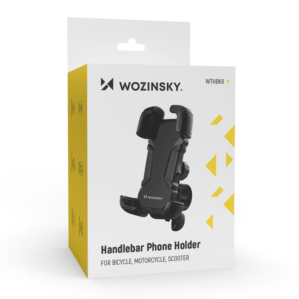 Wozinsky strong phone holder for the handlebar of a bicycle, motorcycle, scooters black (WBHBK6) cena un informācija | Auto turētāji | 220.lv