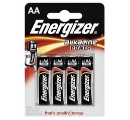Baterijas Energizer Alkaline Power, AA (LR6), 4 gab. cena un informācija | Baterijas | 220.lv
