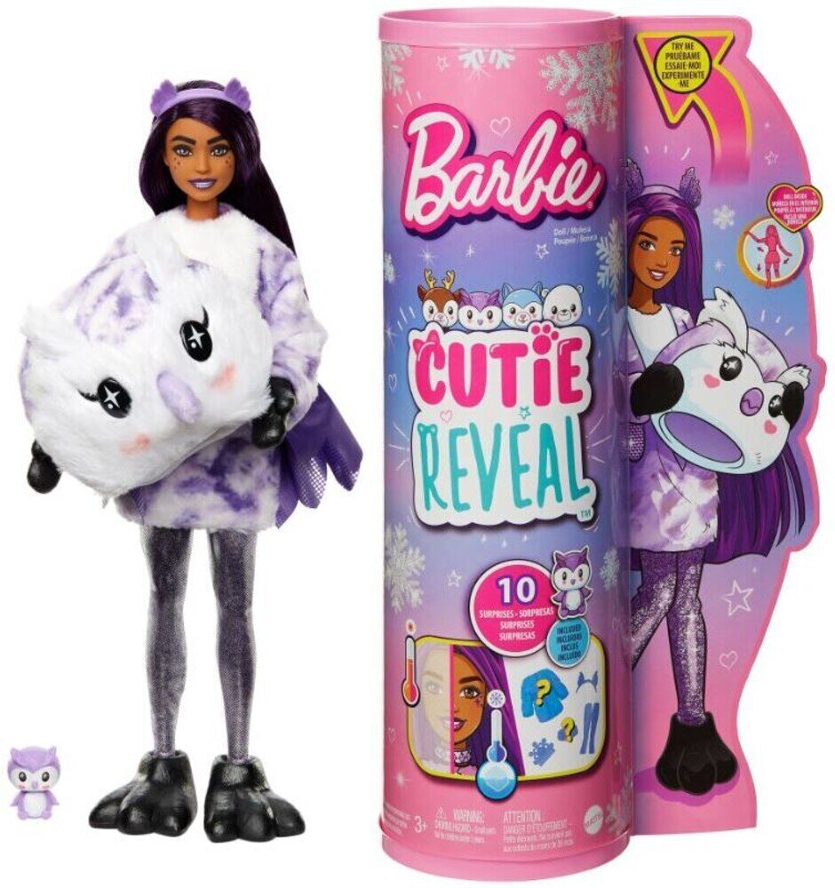 Lelles Barbie „Cutie Reveal“ pārsteiguma komplekts mīkstam pūcēm, ziemas mirdzumu sērija cena un informācija | Rotaļlietas meitenēm | 220.lv