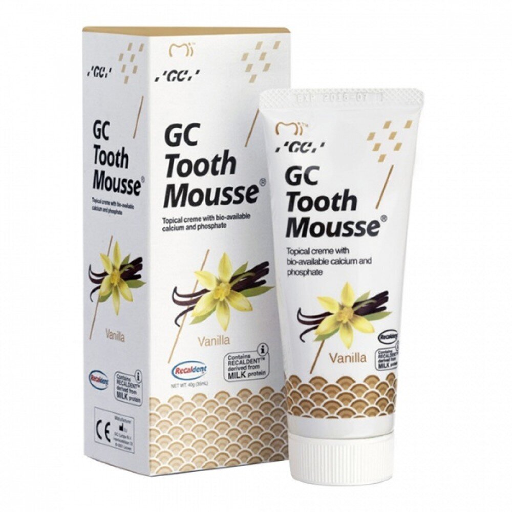GC Tooth Mousse Recaldent remineralizējoša zobu pasta bez fluora, Vaniļa 35 ml cena un informācija | Zobu pastas, birstes | 220.lv