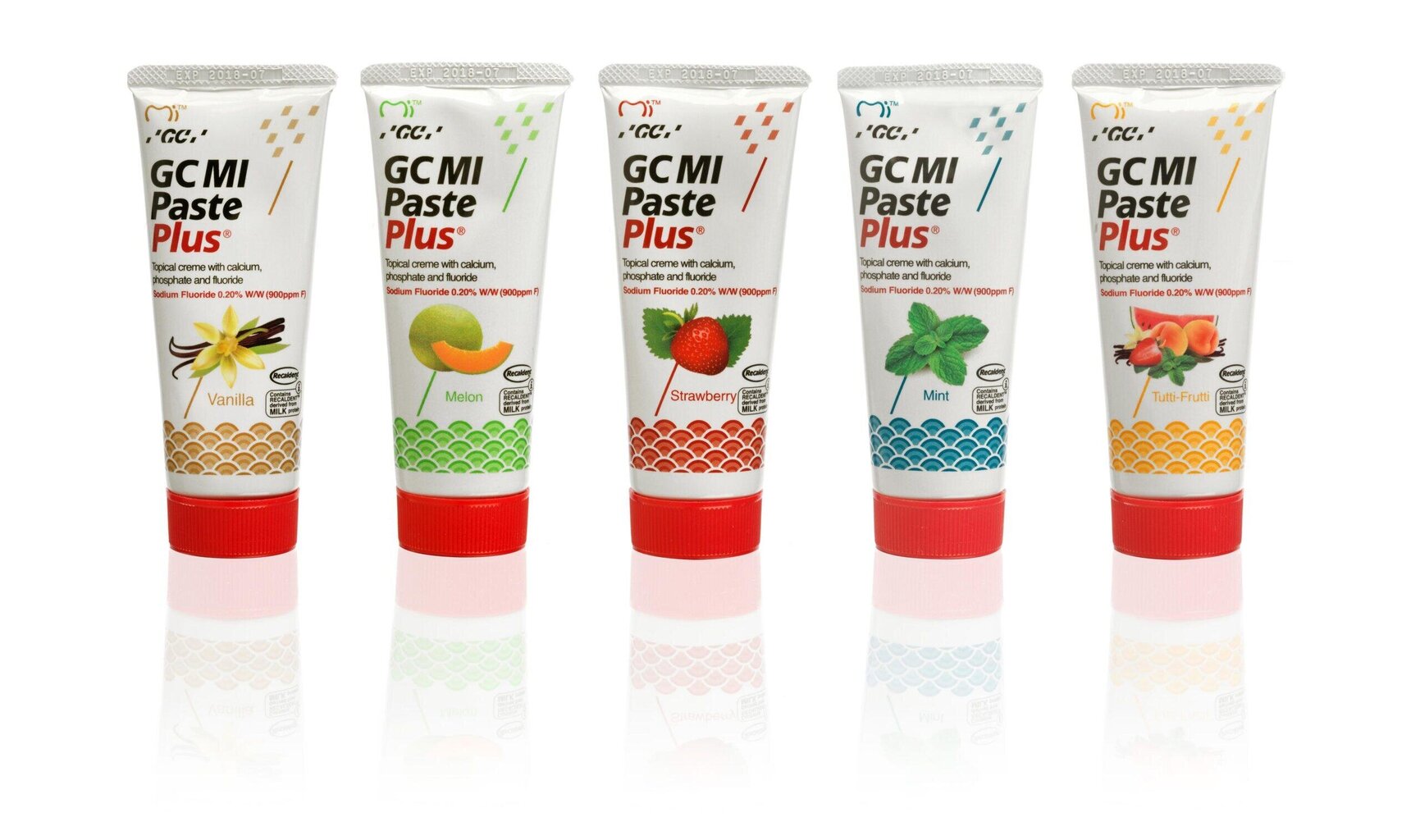 GC Mi Paste Plus Recaldent zobu krēms ar fluoru, Melone garša, 35 ml cena un informācija | Zobu pastas, birstes | 220.lv