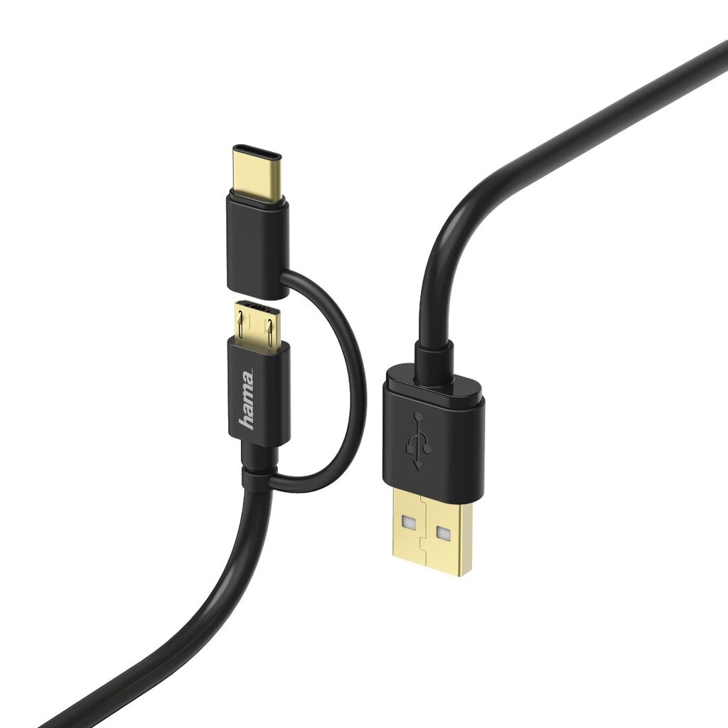 Hama 178327, USB-A - microUSB, USB-C, 1 m cena un informācija | Savienotājkabeļi | 220.lv