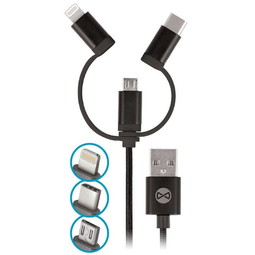 Forever 3in1, USB C, Lightning, USB Micro A, 1 m cena un informācija | Savienotājkabeļi | 220.lv