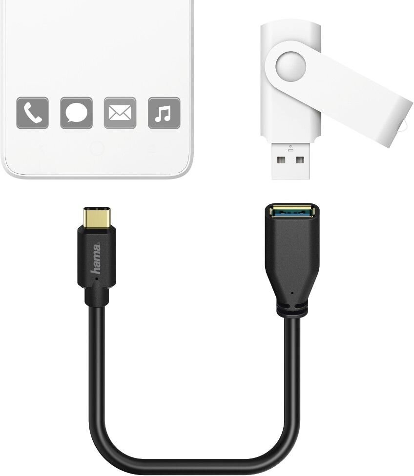 Hama 001782580000, USB-A-USB-C, 0.15 m cena un informācija | Savienotājkabeļi | 220.lv