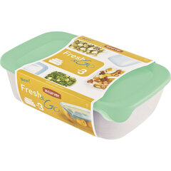 Набор пищевых контейнеров Fresh&Go, прямоугольный, 2+1+0.5 л, зеленый, 4 шт. цена и информация | Посуда для хранения еды | 220.lv