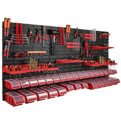 178 x 78 cm sienas plaukts 30 sarkanas uzglabāšanas kastes Vāks Instrumentu turētājs Kraušanas kastes Darbnīcas darbagalds цена и информация | Ящики для инструментов, держатели | 220.lv