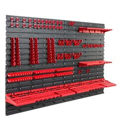 Instrumentu siena 115x78 cm - 58 instrumentu turētāju komplekts ar perforētu sienu darbnīcas plaukts plastmasas garāžas darbnīcas sienas plaukts darbnīcas plaukts цена и информация | Ящики для инструментов, держатели | 220.lv