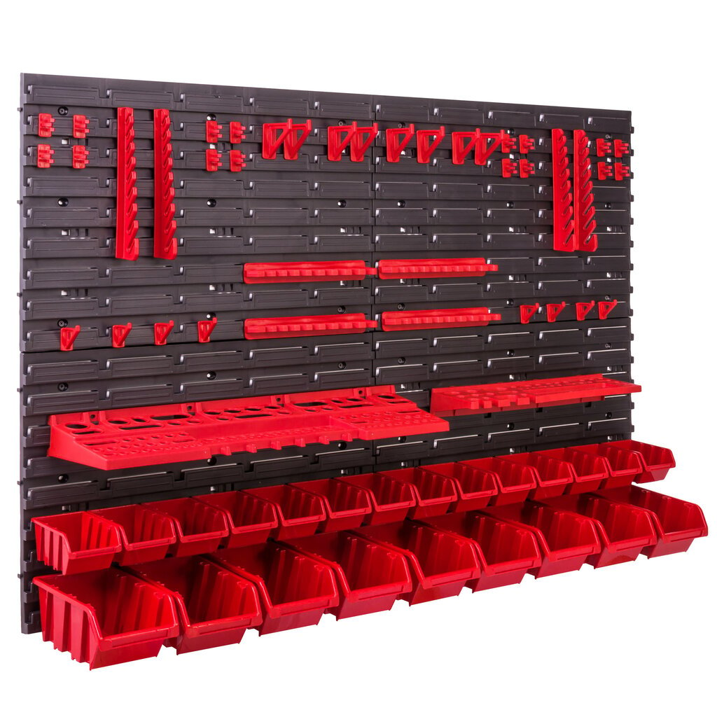 Uzglabāšanas sistēmas sienas plaukts 115x78 cm, instrumentu turētāji, 23 gab. Kraušanas kastes, glabāšanas plaukti, uzglabāšanas tvertnes, īpaši izturīgi sienu paneļi, paplašināmi plaukti, darbnīcu plaukti, darbnīcu sienas plaukti цена и информация | Instrumentu kastes | 220.lv