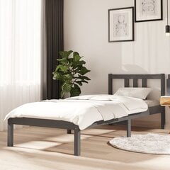 Каркас кровати, серый, 75x190см, массив дерева, односпальный цена и информация | Кровати | 220.lv