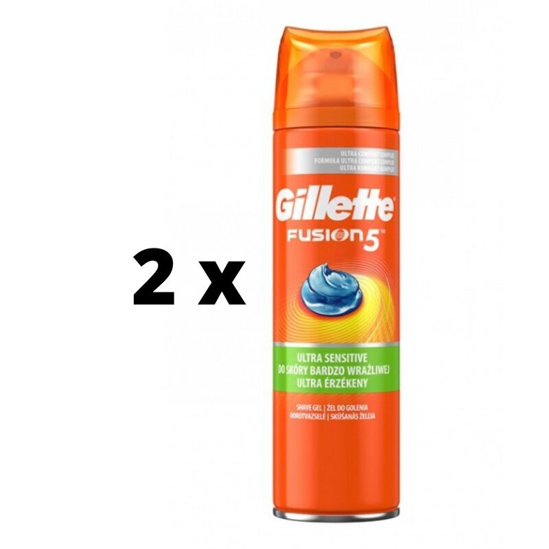 Skūšanās želeja Gillette FUSION Ultra Sensitive, 200 ml x 2 gab. цена и информация | Skūšanās piederumi, kosmētika | 220.lv