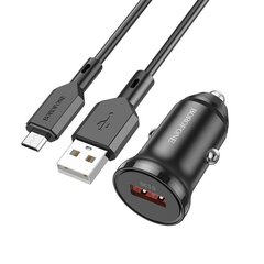 Автомобильная зарядка Borofone BZ18 Quick Charge 3.0 18W + MicroUSB черная цена и информация | Зарядные устройства для телефонов | 220.lv