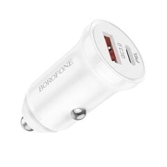 Автомобильная зарядка Borofone BZ18A USB-A/Type-C PD20W+QC3.0 белая цена и информация | Зарядные устройства для телефонов | 220.lv