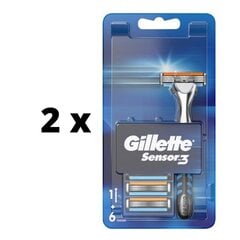 Skuveklis Gillette SENSOR 3 1gab + 2 gab., iepakojumā 5 skūšanās galviņas cena un informācija | Skūšanās piederumi, kosmētika | 220.lv