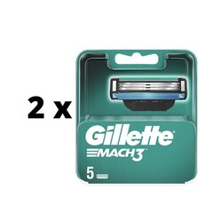 Бритвенные головки Gillette MACH 3, 5 шт. х 2 шт., упаковка цена и информация | Косметика и средства для бритья | 220.lv