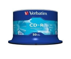 Kompaktdisks Verbatim CD-R 52x Extra protection, 50 gab. цена и информация | Виниловые пластинки, CD, DVD | 220.lv