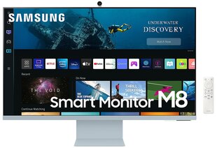 LCD Monitor|SAMSUNG|S32BM80BUU|32"|4K|Panel VA|3840x2160|16:9|60Hz|4 ms|Speakers|Camera|Height adjustable|Tilt|Colour Blue/ White|LS32BM80BUUXEN цена и информация | Мониторы | 220.lv