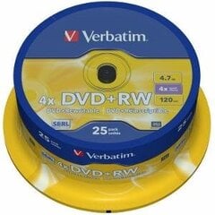 Verbatim 43489, 4,7GB, DVD+RW cena un informācija | Vinila plates, CD, DVD | 220.lv