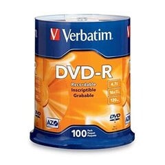 Verbatim DVD-R 4,7 Гб 16 x100, 43549 цена и информация | Виниловые пластинки, CD, DVD | 220.lv