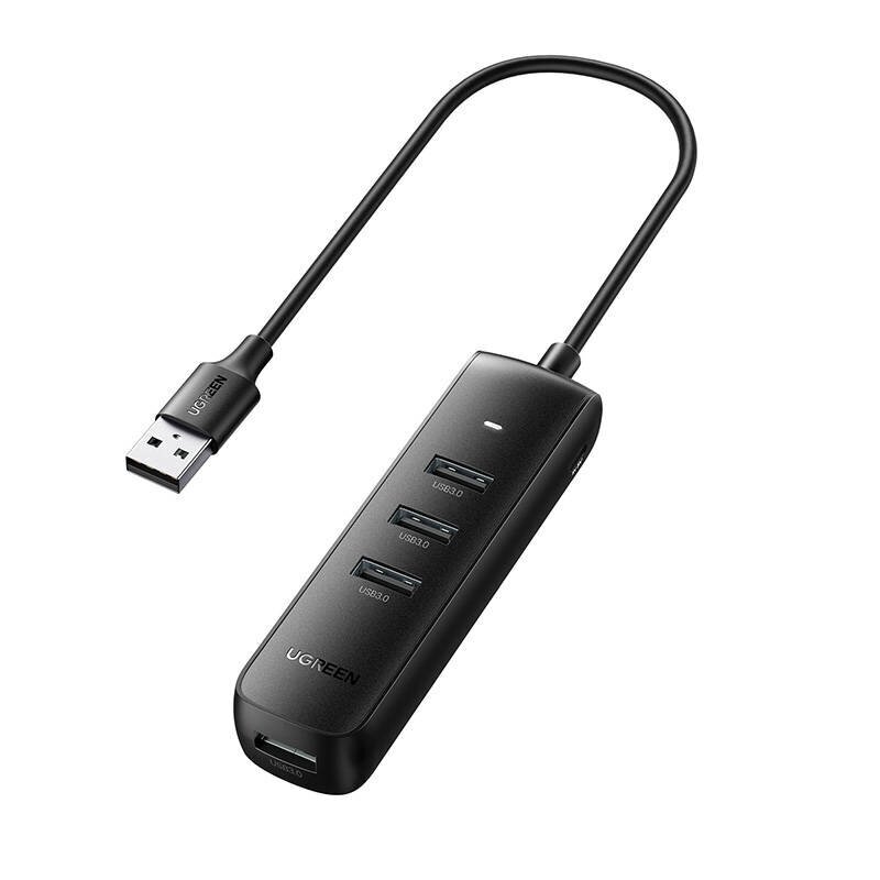 UGREEN CM416 4in1 USB to 4x USB adapter 0.25m (black) cena un informācija | Adapteri un USB centrmezgli | 220.lv