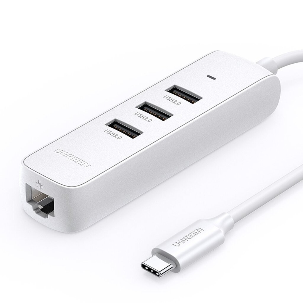 Ugreen 4-in-1 USB HUB Type C - 3x USB Type A 3.1 Gen 1 + RJ45 PD white (CM416 50620) cena un informācija | Adapteri un USB centrmezgli | 220.lv