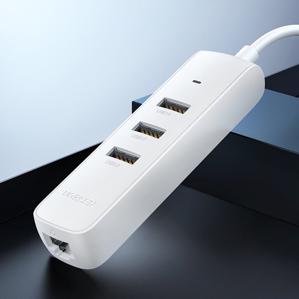 Ugreen 4-in-1 USB HUB Type C - 3x USB Type A 3.1 Gen 1 + RJ45 PD white (CM416 50620) cena un informācija | Adapteri un USB centrmezgli | 220.lv