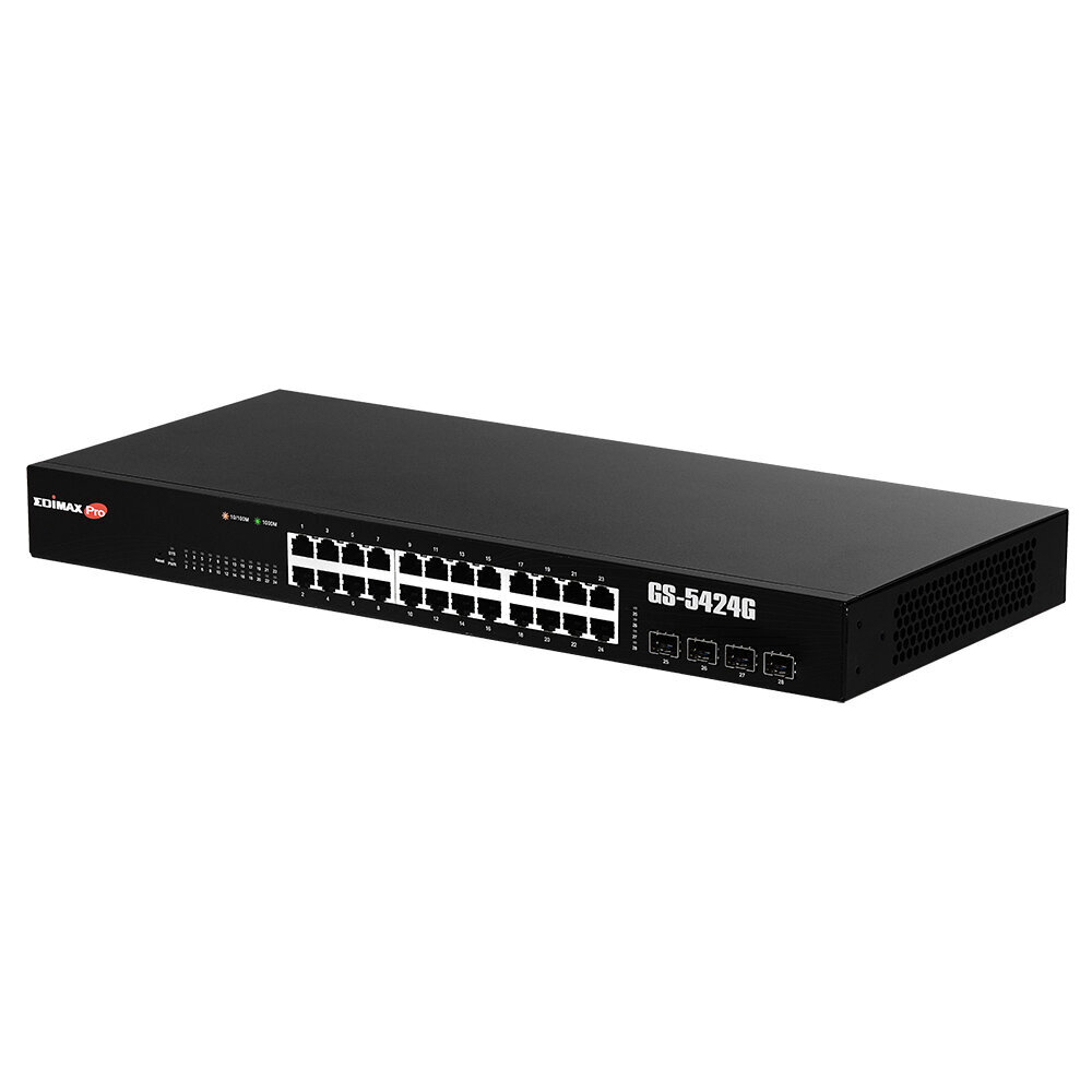 Edimax GS-5424G network switch Managed Gigabit Ethernet (10/100/1000) 1U Black cena un informācija | Komutatori (Switch) | 220.lv