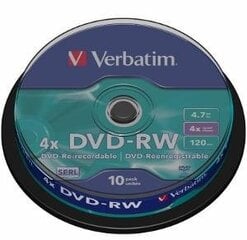 Диски DVD-RW Verbatim 43552 цена и информация | Виниловые пластинки, CD, DVD | 220.lv