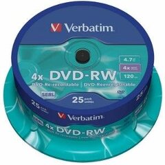 DVD-RW Verbatim    25 штук 4x 4,7 GB цена и информация | Зарядные устройства для ноутбуков | 220.lv