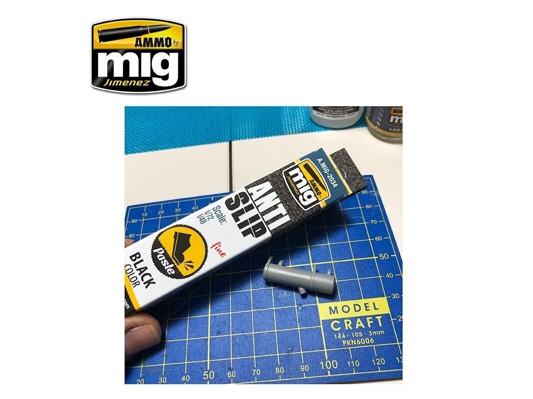 AMMO MIG - ANTI-SLIP PASTE - BLACK COLOR FOR 1/72 & 1/48 (Pretslīdes smilšu krāsa (akrila pasta)), 20ml, 2034 cena un informācija | Modelēšanas un zīmēšanas piederumi | 220.lv