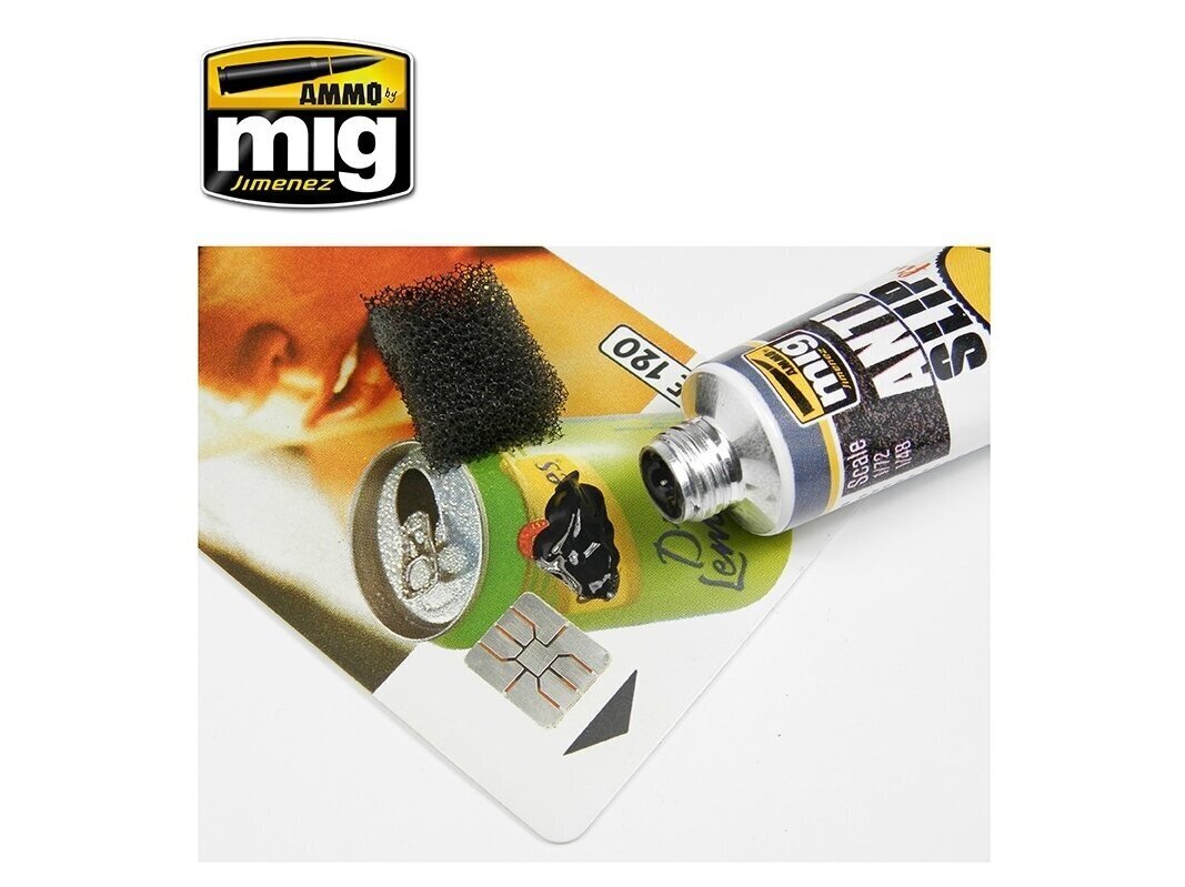 AMMO MIG - ANTI-SLIP PASTE - BLACK COLOR FOR 1/72 & 1/48 (Pretslīdes smilšu krāsa (akrila pasta)), 20ml, 2034 cena un informācija | Modelēšanas un zīmēšanas piederumi | 220.lv