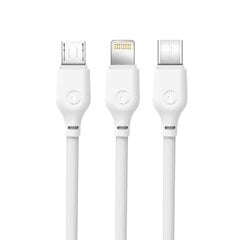 Кабель XO 3в1 USB - Lightning + USB-C + microUSB, 1.0 м, 2.1А, белый NB103 цена и информация | Кабели для телефонов | 220.lv