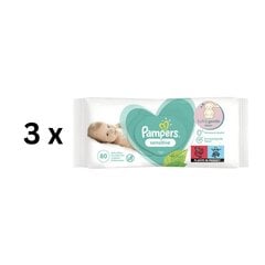 Салфетки PAMPERS Sensitive, 80 шт. x 3 шт., упаковка цена и информация |  Одноразовые пеленки и влажные салфетки | 220.lv