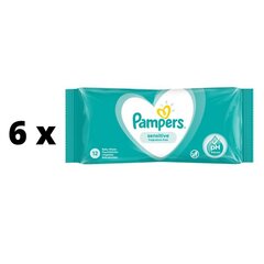 Салфетки PAMPERS Sensitive, 12 шт. x 6 шт., упаковка цена и информация | Одноразовые пеленки и влажные салфетки | 220.lv