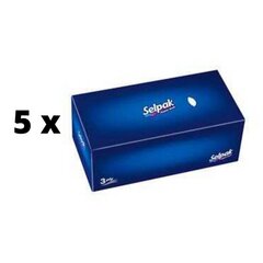 Vienreizējās lietošanas salvetes SELPAK Maxi, 3 slāņi, kastīte, 100gb x 5gab. cena un informācija | Vates kociņi, mitrās salvetes | 220.lv