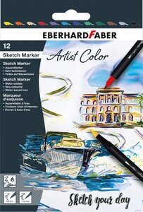 Eberhard Faber krāsainu divpusējo marķieru komplekts (12 gab.) цена и информация | Modelēšanas un zīmēšanas piederumi | 220.lv