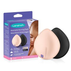 Прокладки для груди Lansinoh® Washable, 8 шт., розовые/черные цена и информация | Средства гигиены для мам | 220.lv