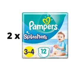 Autiņbiksītes PAMPERS Bikses Splashers, 3 - 4 izmērs 6 - 11 kg, 12 gab. x 2 gab. iepakojums cena un informācija | Autiņbiksītes | 220.lv