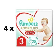 Подгузники Pampers Premium Pants, Carry Pack, размер 3, 28 шт. х 4 шт. упаковка цена и информация | Подгузники | 220.lv