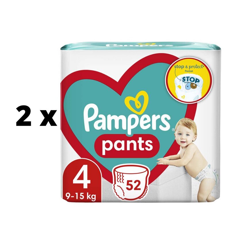 Autiņbiksītes PAMPERS Pants Jumbo Pack S4 52 gab. x 2 gab. iepakojums cena un informācija | Autiņbiksītes | 220.lv