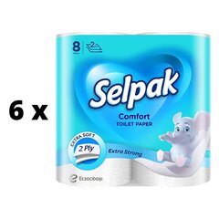 Туалетная бумага Selpak comfort, 8 шт., 2 слоя. х 6 шт. упаковка цена и информация | Туалетная бумага, бумажные полотенца | 220.lv