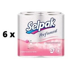 Tualetes papīrs SELPAK Pulveris, 3 slāņi, 18,6 metri, 140 loksnes, 8 gb x 6 gab. iepakojums цена и информация | Туалетная бумага, бумажные полотенца | 220.lv