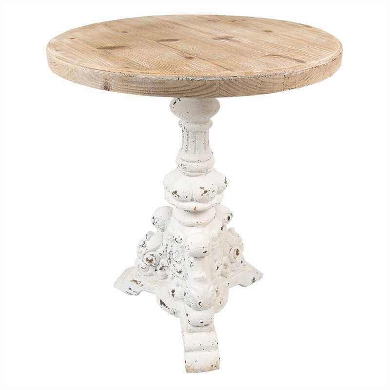 Sānu galdiņš, brūns ar baltu kāju Ø 60x76 cm cena un informācija | Žurnālgaldiņi | 220.lv