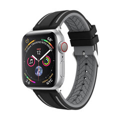 Силиконовый ремешок RACE для Apple Watch — черный/серый, 42/44/45 мм цена и информация | Аксессуары для смарт-часов и браслетов | 220.lv