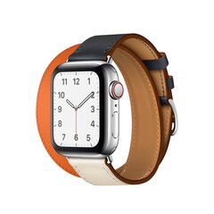 Кожаный ремешок Double Tour для Apple Watch — Indigo Craie 42/44/45 мм цена и информация | Аксессуары для смарт-часов и браслетов | 220.lv