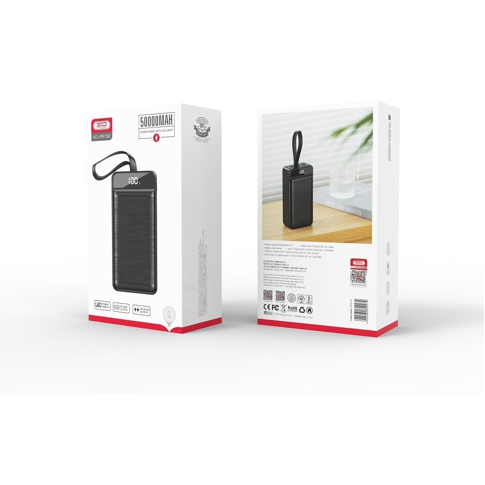 Внешний аккумулятор («Power bank») XO Power bank PR158 50000mAh QC22,5W -  PD 20W black цена | 220.lv