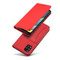 Fusion Magnet Card grāmatveida maks Samsung A526 / A525 / A528 Galaxy A52 5G / A52 4G / A52s sarkans cena un informācija | Telefonu vāciņi, maciņi | 220.lv